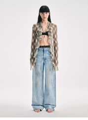 "Fashion Archive" Retro Plaid Light Gauze Cool Slim Shirt