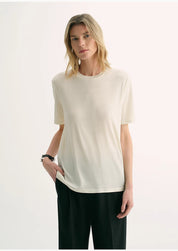 "Soft Cloud" 15.5mm cashmere loose and comfortable round neck versatile short-sleeved T-shirt for women