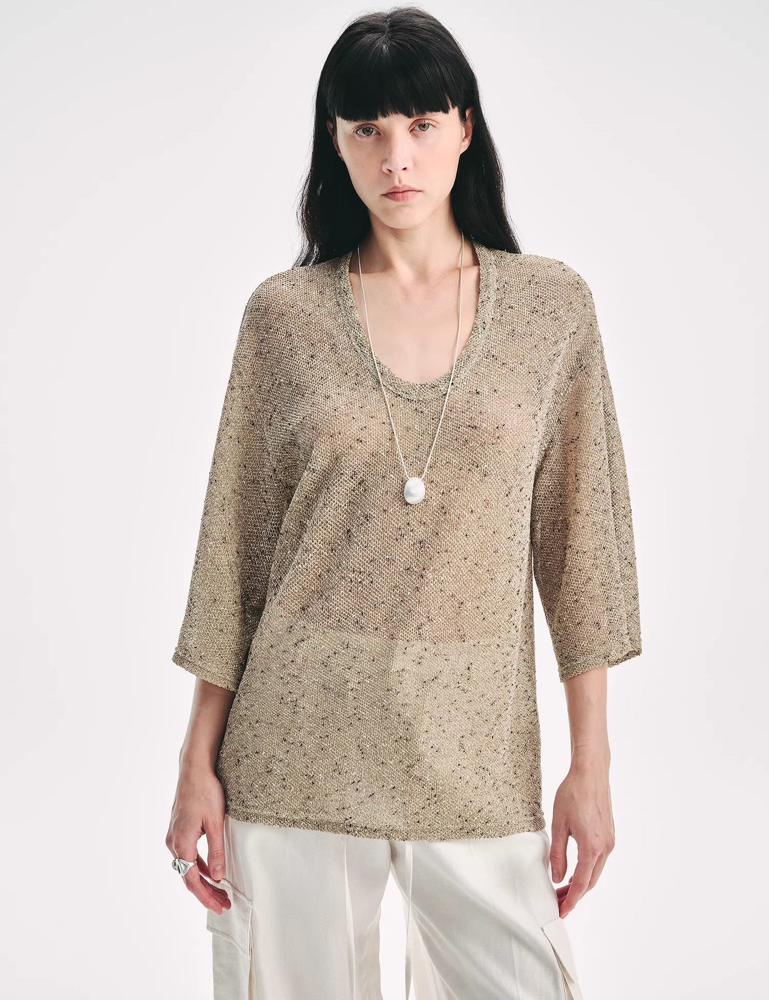 4 sleeve cotton and linen T-shirt summer"Inspiration Starts"