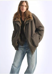 Removable fox fur collar 90% white goose down easy to care for practical and water-repellent parka for women