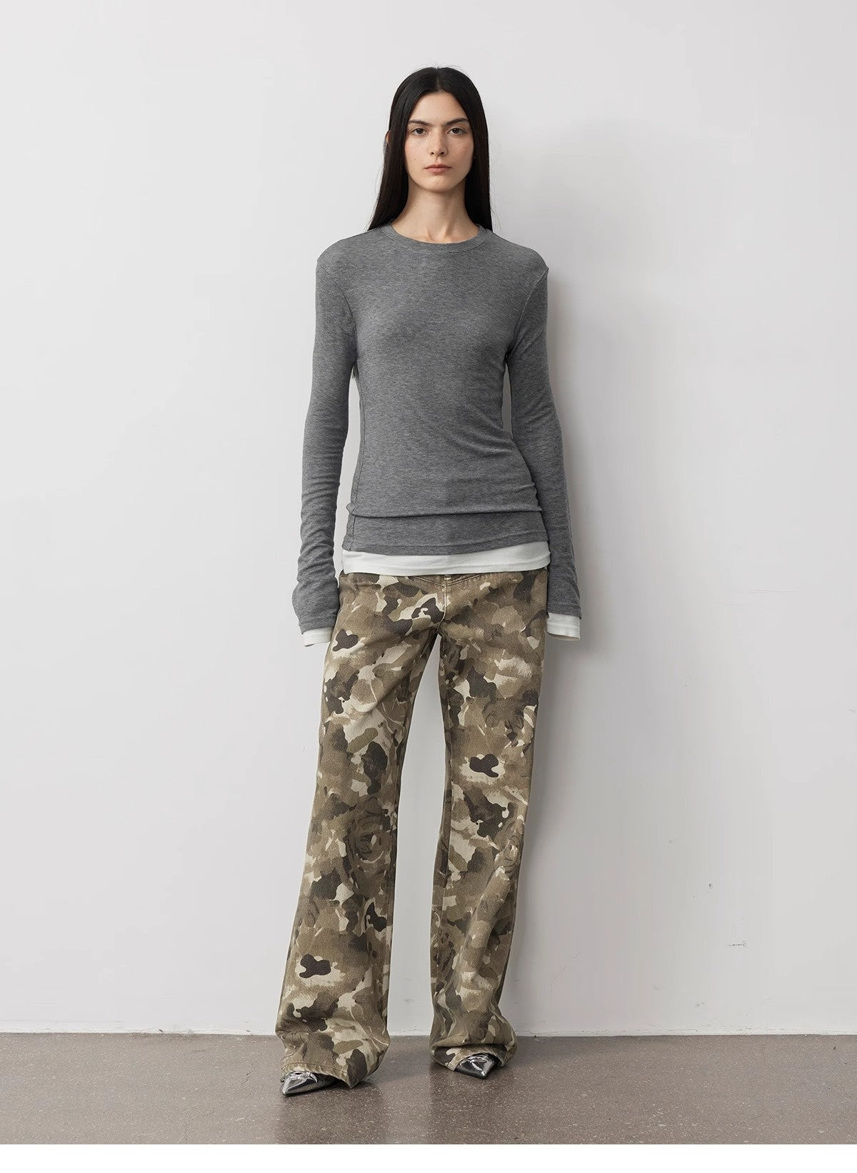 "Camouflage Charm " Cool, Trendy, Unique, and Personalized Original Camouflage Print Washed Loose Straight-Leg Denim Jeans