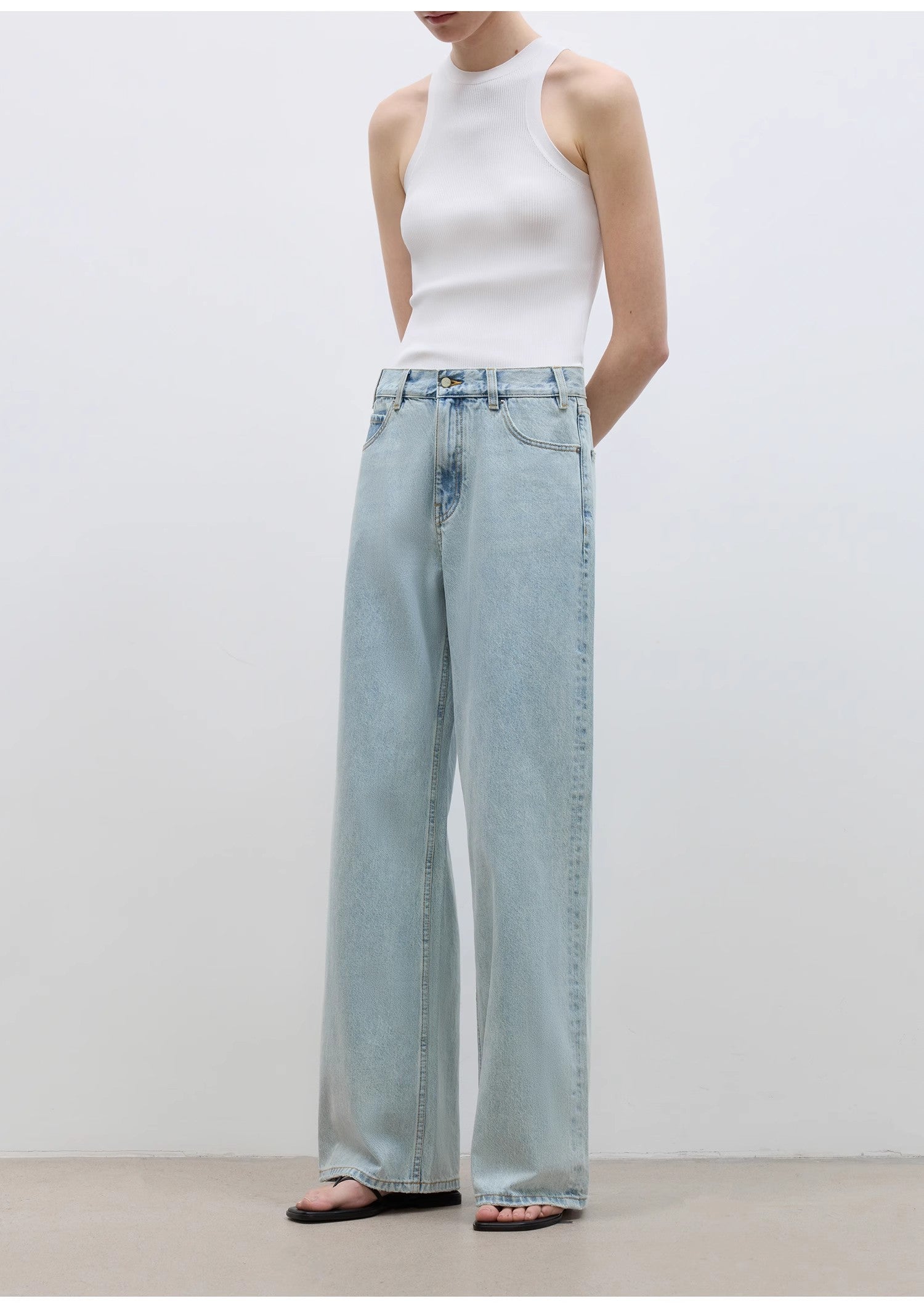 "Mint Flavor" High Waist Wide Leg Loose Washed Jeans Women