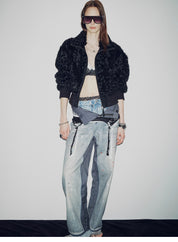 Casual stand-up collar jacket-style fluffy sheep curly hair fashionable short  bomber coat"Curly Story"