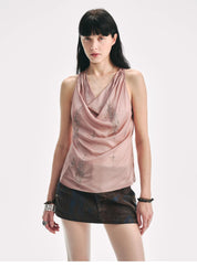 "Light and Elegant in Summer" Retro Plaid/Heavy-duty Meteor Hot Diamond Waist Vest Summer