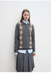 "Graduate" Machine Washable Wool Polo Neck Sweater Preppy Vintage Top