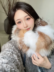 Fox fur scarf autumn and winter thickened warm pullover neck scarf