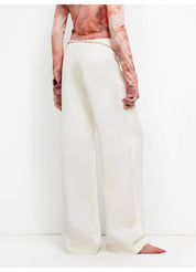 "Relaxed Old Money" Acetate Linen Old Money-Inspired Draped Mid-Waist Single-Pleat Straight-Leg Wide-Leg Casual Pants