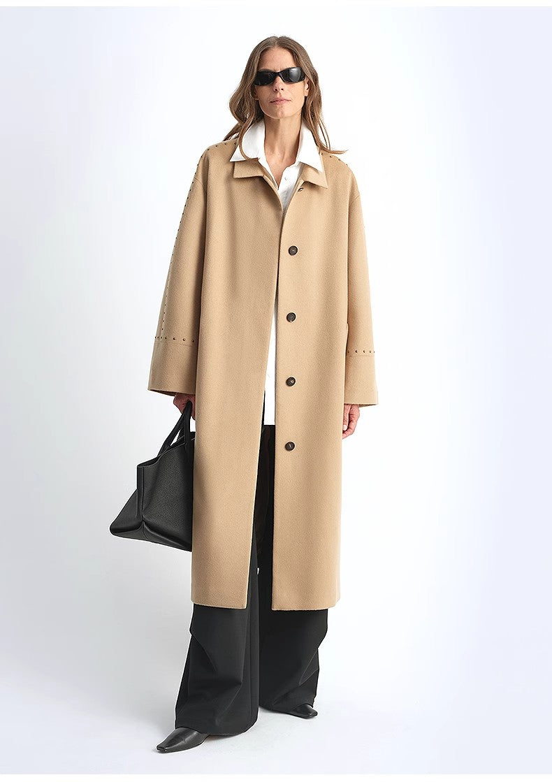 "Dream of Champs Elysees" riveted lapel wool coat women's autumn and winter coat