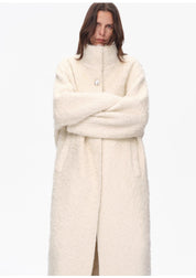 "Song of Snowland"Women's mohair wool stand collar coat autumn and winter loose woolen coat