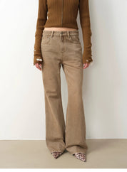 "Pure Flared" Japanese imported fabric Vintage retro washed loose flared jeans for women