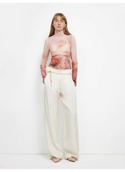 "Relaxed Old Money" Acetate Linen Old Money-Inspired Draped Mid-Waist Single-Pleat Straight-Leg Wide-Leg Casual Pants