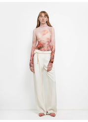 "Relaxed Old Money" Acetate Linen Old Money-Inspired Draped Mid-Waist Single-Pleat Straight-Leg Wide-Leg Casual Pants