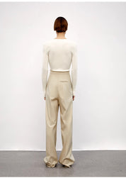 Wool Blend High-Waisted Slimming Suit Pants for Women