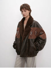 "Jumping City" Imported Suede Sheep Leather Sheep Curl Lapel White Goose Down Parka