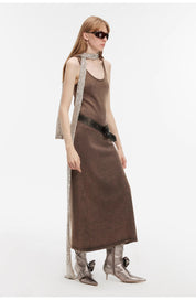 "Cool Girl Recipe" Luxury brand exclusive ferment-washed distressed vest dress