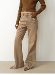 "Pure Flared" Japanese imported fabric Vintage retro washed loose flared jeans for women