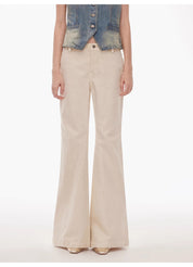 “Denimism”Fashionable Heavy Industry Washed Three-dimensional Versatile Slimming Slightly Flared Denim Trousers