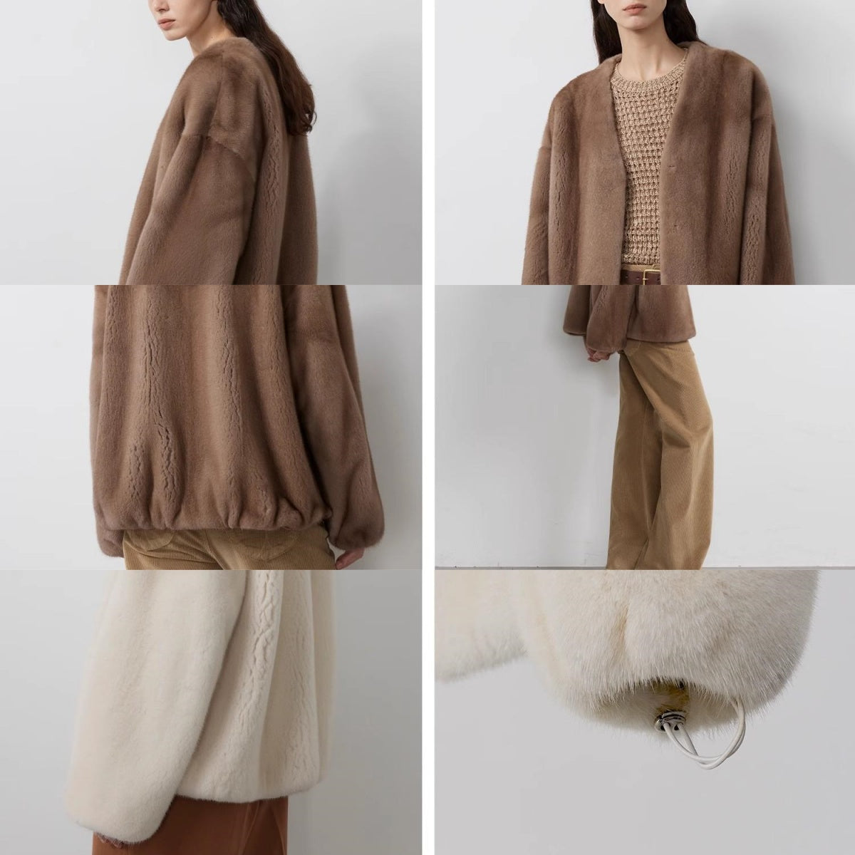 茶 Furfur Louvre Mink V-Neck Jacket – Firelady Fur