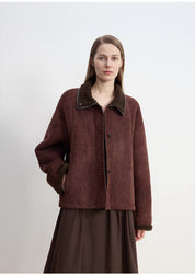 "Knight's Contract" Merino wool sheepskin coat with fur-faced stand-up collar