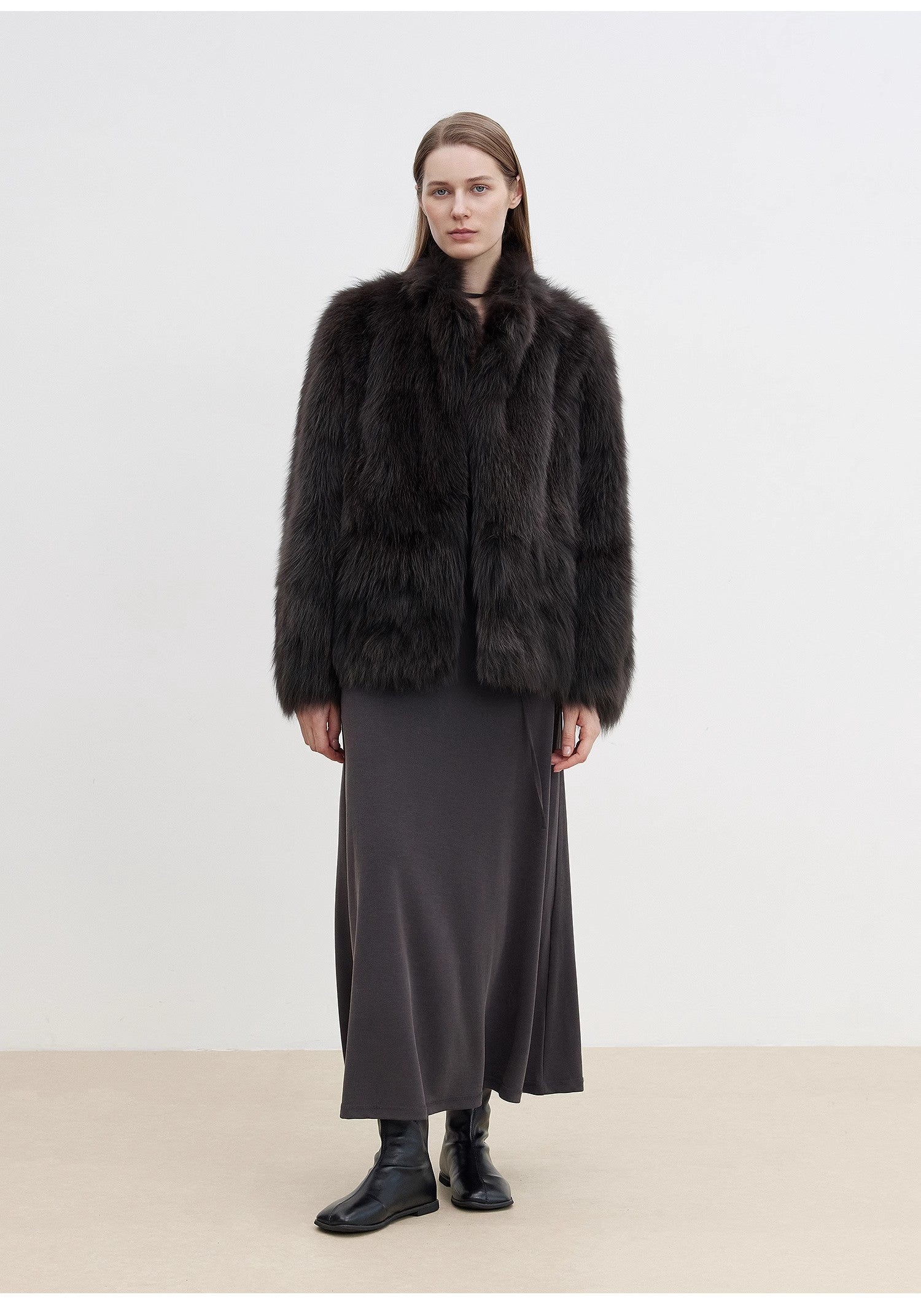 "Long Nocturne" imported fox fur retro short coat for women