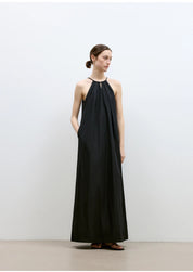 "Minimalist Rule" halter neck hollow design dress women's summer long dress