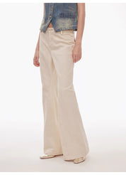 “Denimism”Fashionable Heavy Industry Washed Three-dimensional Versatile Slimming Slightly Flared Denim Trousers