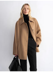 "Fleeting Memories" cashmere sheep wool retro loose bat sleeve short wool coat