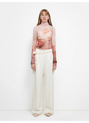 "Relaxed Old Money" Acetate Linen Old Money-Inspired Draped Mid-Waist Single-Pleat Straight-Leg Wide-Leg Casual Pants