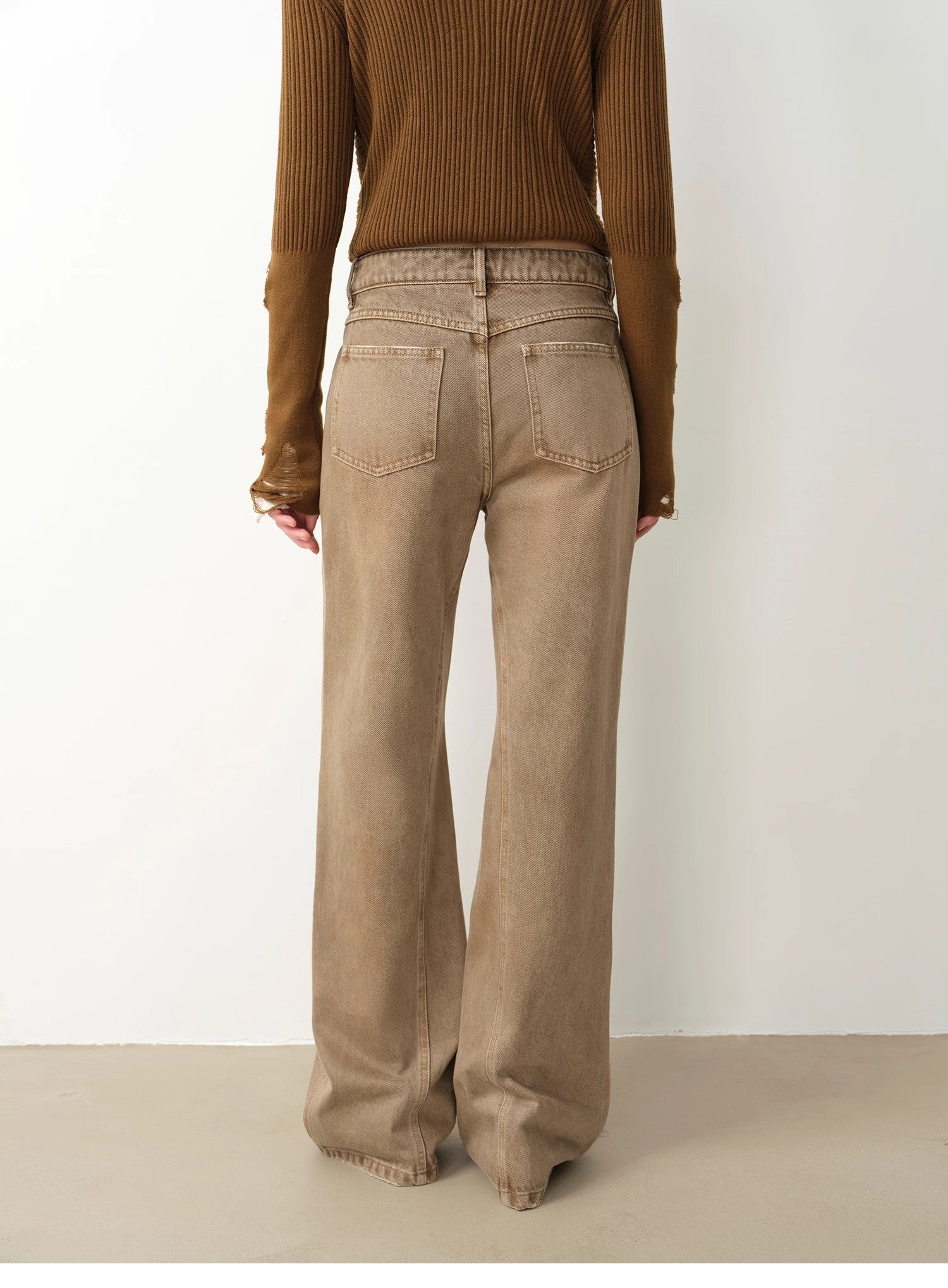 "Pure Flared" Japanese imported fabric Vintage retro washed loose flared jeans for women