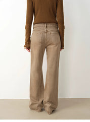 "Pure Flared" Japanese imported fabric Vintage retro washed loose flared jeans for women
