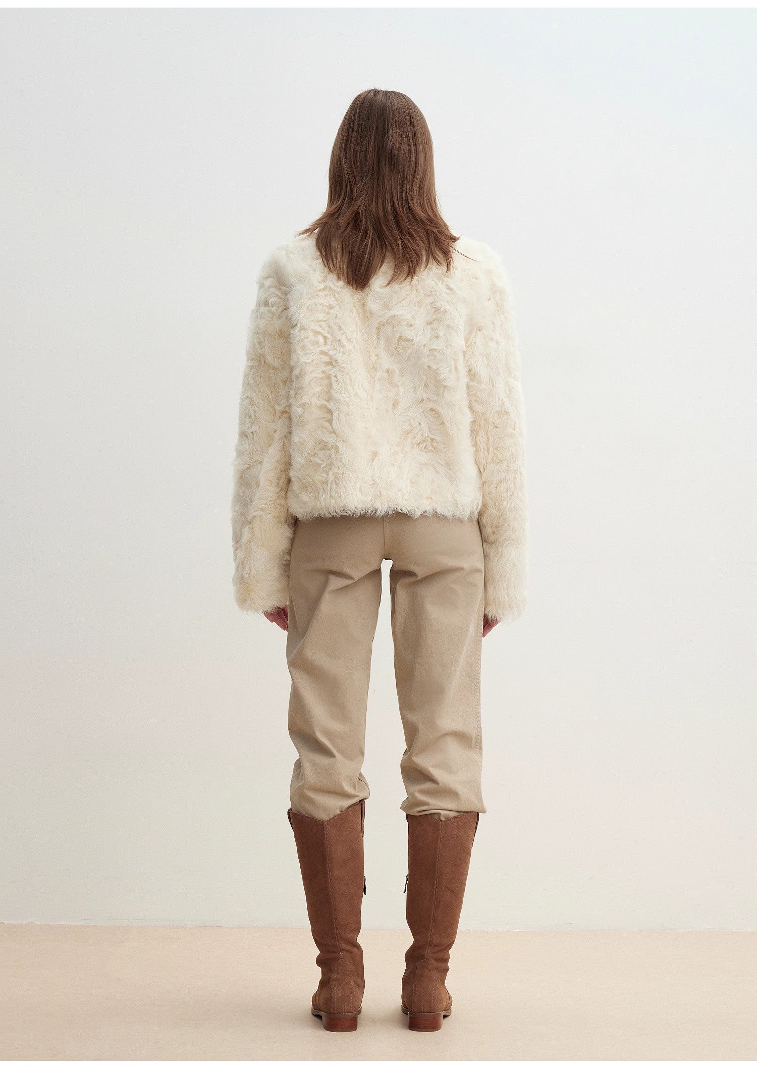 "Rachel" sfumato two-tone shearling fur lapel fur coat