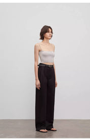 Spliced double-pleat wide-leg trousers straight-leg trousers for women