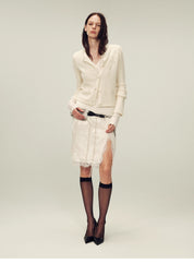 Original heavy paisley embroidery alpaca blend knitted cardigan for women "Spring Love Poem"