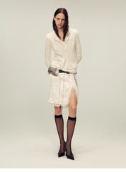 Original heavy paisley embroidery alpaca blend knitted cardigan for women "Spring Love Poem"