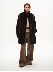 "Vintage Walk" Retro nostalgic chenille suede mid-rise cashew smudge print scimitar pants