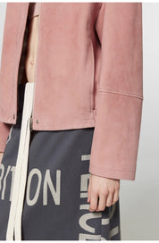 Imported Vintage Suede Lambskin Leather Jacket, Short-Cropped Genuine Leather Blazer "Sweet Cherry Party"