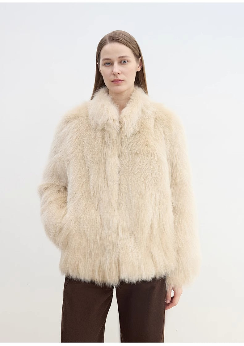 "Long Nocturne" imported fox fur retro short coat for women