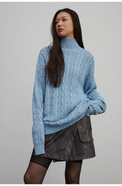 Warm family Jacquard Loose Straight Turtleneck Knit Sweater