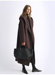 "Magic World" hooded cape Cashmere Australian wool double-faced wool coat