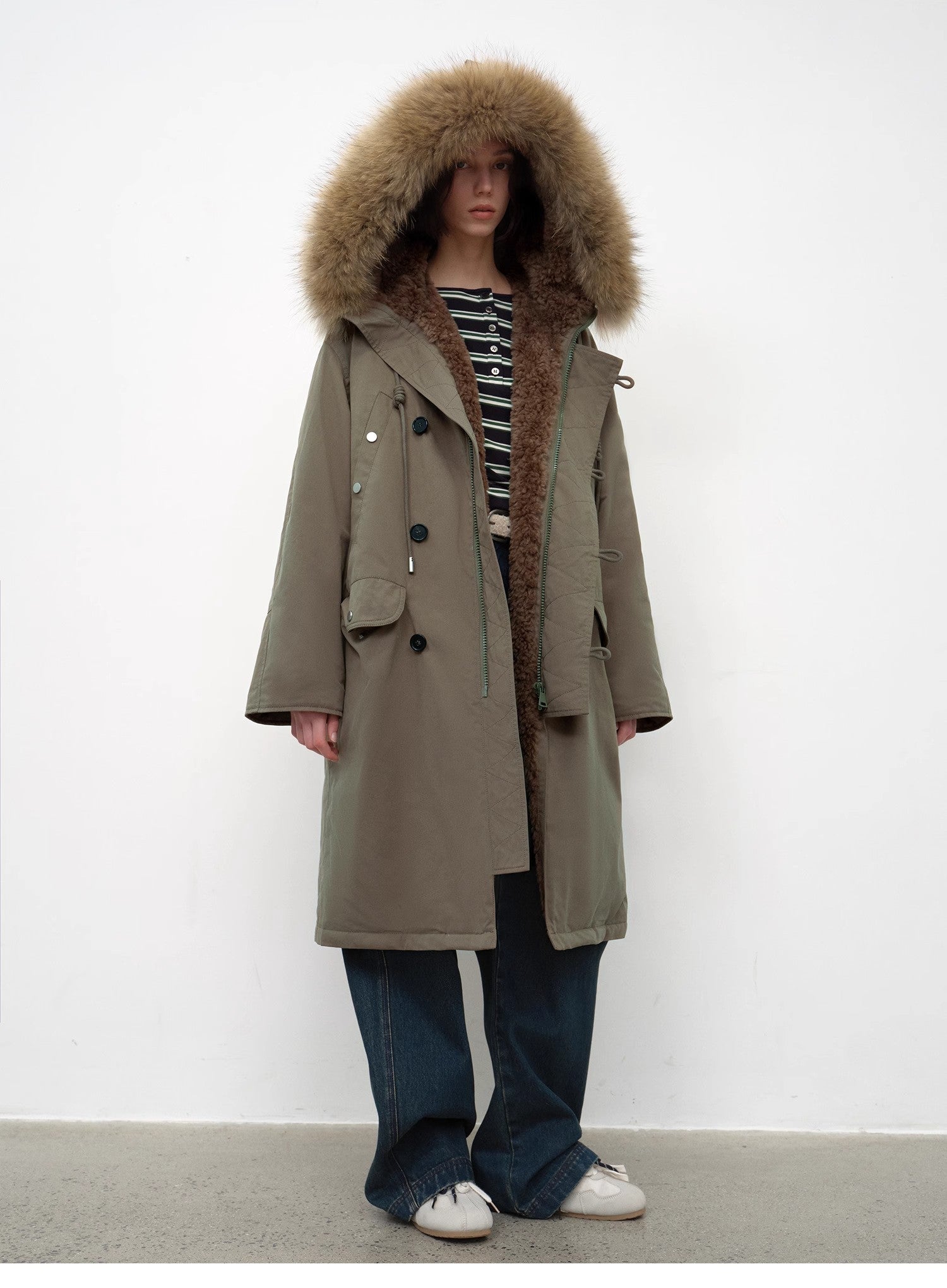 “Manchester City Old Stories II”shearling lining long raccoon fur collar 90 duck down parka