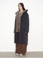 "Winter Institute" windproof and warm drop shoulder large version long hooded detachable liner parka