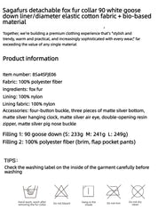 Firelady Fur Women's Down Parka with Detachable Fox Fur Collar & 90% Goose Down "Blue Winter Style"