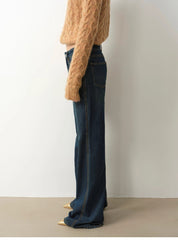 "Pure Flared" Japanese imported fabric Vintage retro washed loose flared jeans for women