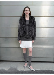 "Inspiration Glimpse" lapel double-breasted loose woven Rex rabbit fur coat for women in winter