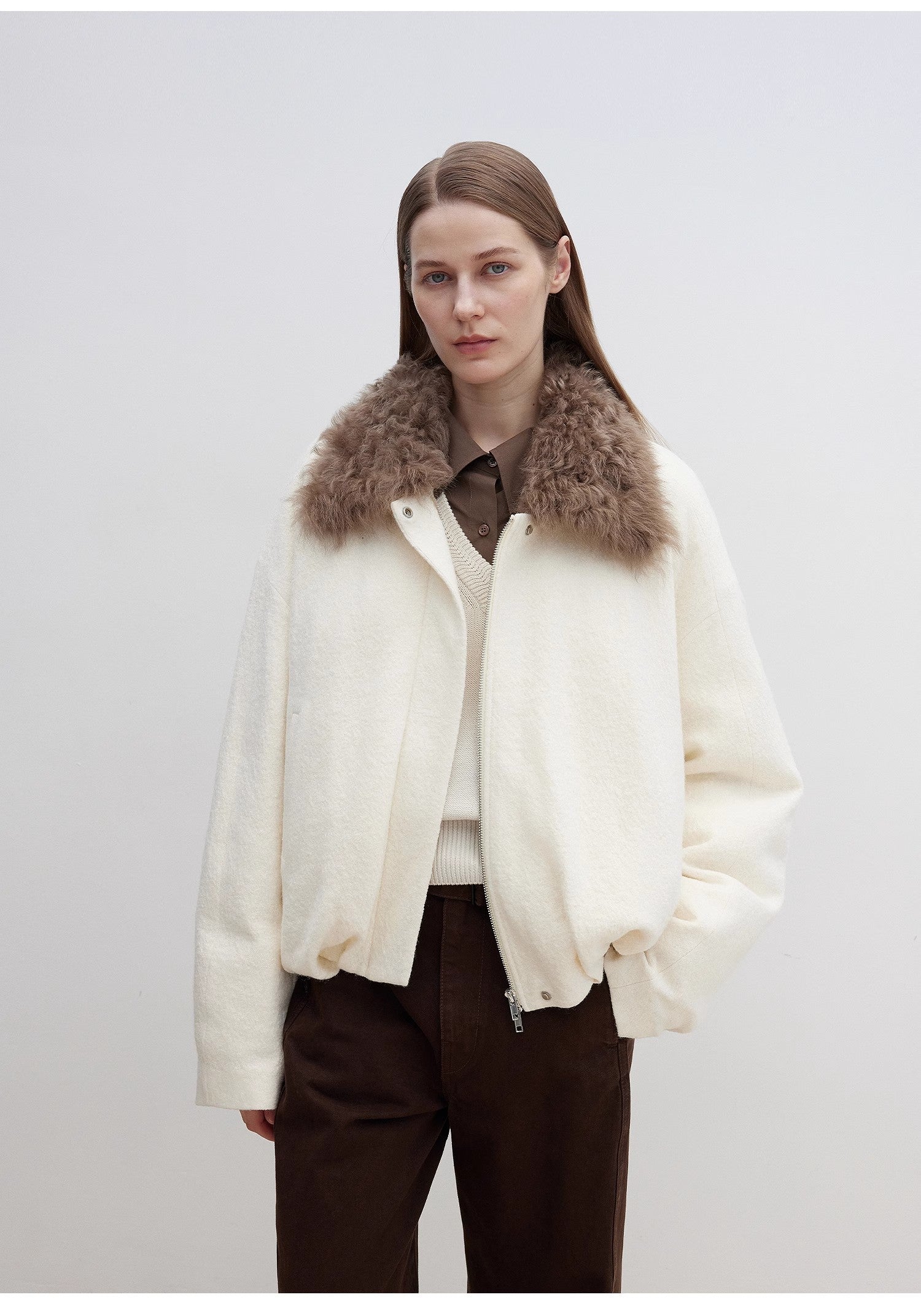 "Johnny" short parka in Tuscan fur collar with removable lining