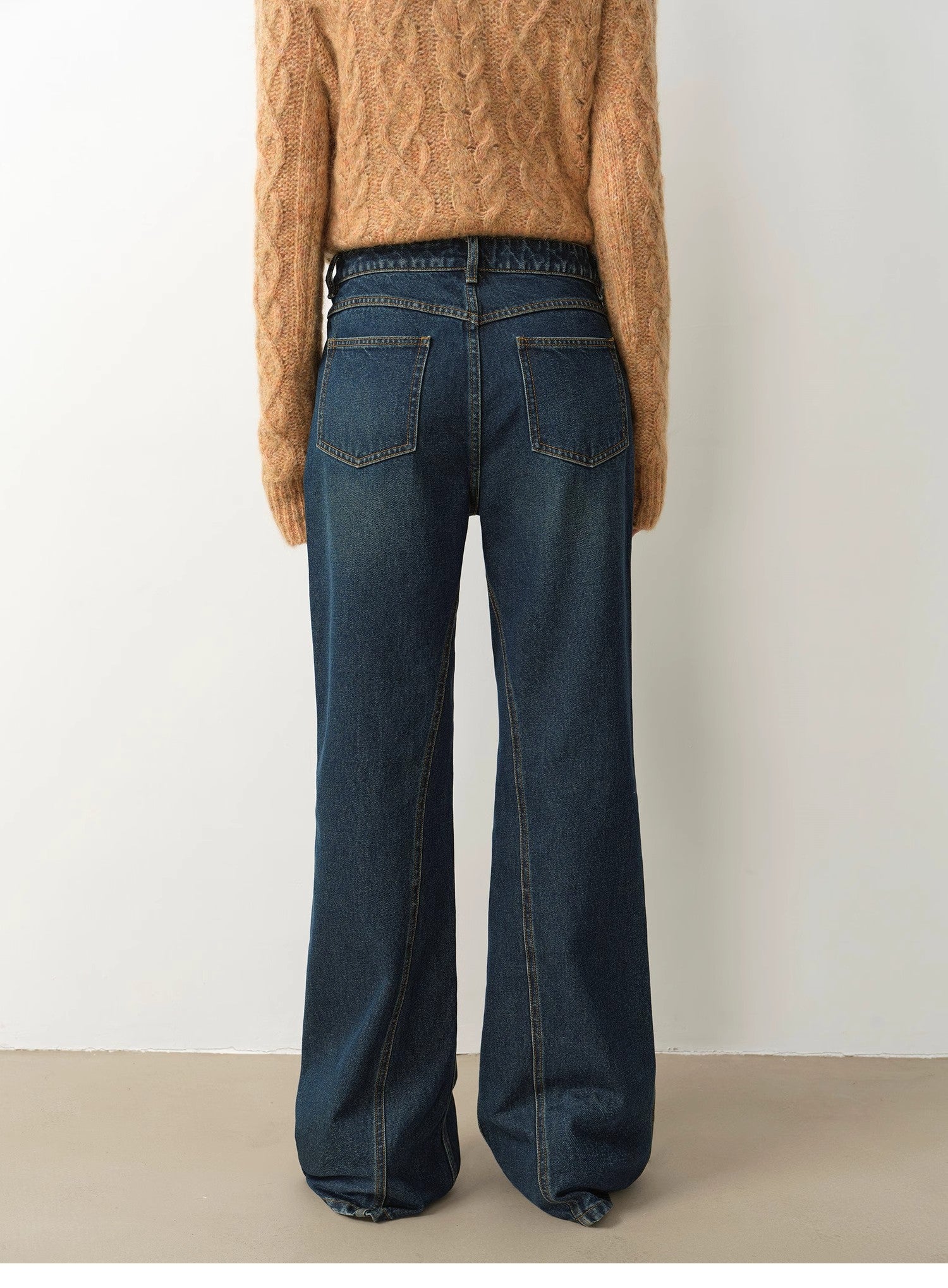 "Pure Flared" Japanese imported fabric Vintage retro washed loose flared jeans for women