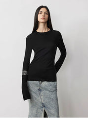 Lyocell wool stretch comfortable breathable fit minimalist solid color long-sleeved T-shirt