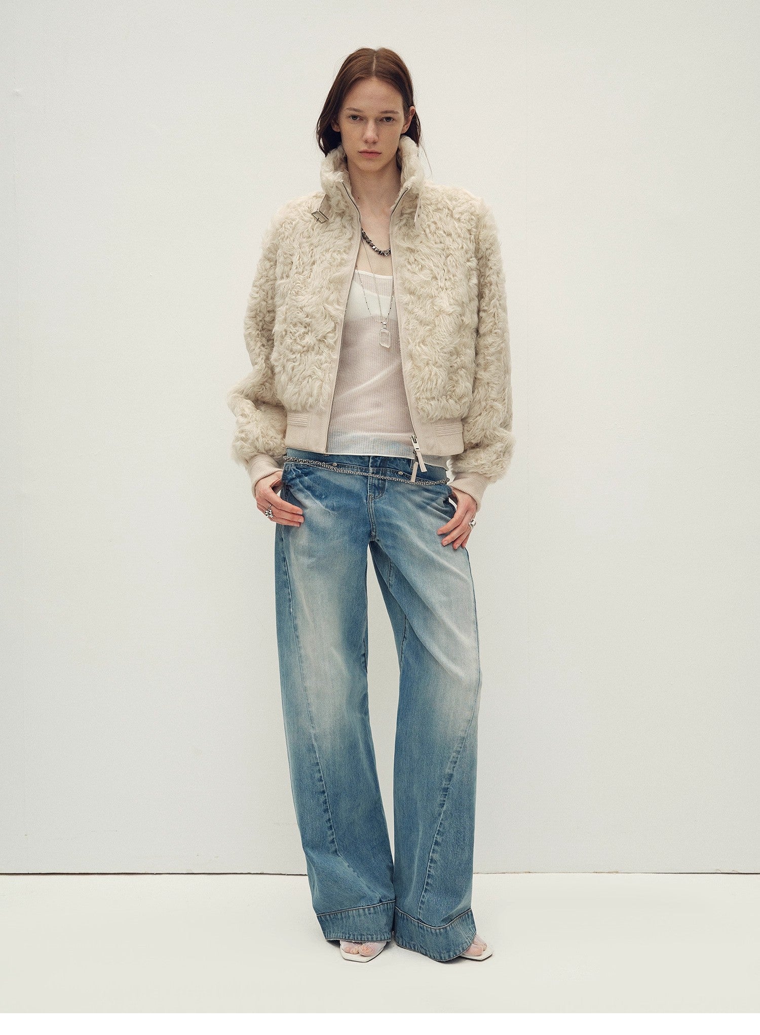 Casual stand-up collar jacket-style fluffy sheep curly hair fashionable short  bomber coat"Curly Story"