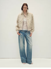 Casual stand-up collar jacket-style fluffy sheep curly hair fashionable short  bomber coat"Curly Story"