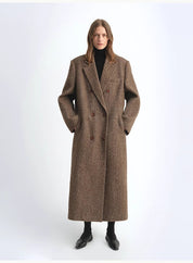 "Desert City" Italian imported wool blended herringbone pattern woolen coat for women autumn and winter